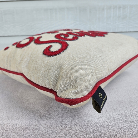 Nanette Lepore Beige Red Tis The Season Holiday Christmas Decorative Pillow 17" - Picture 4 of 12